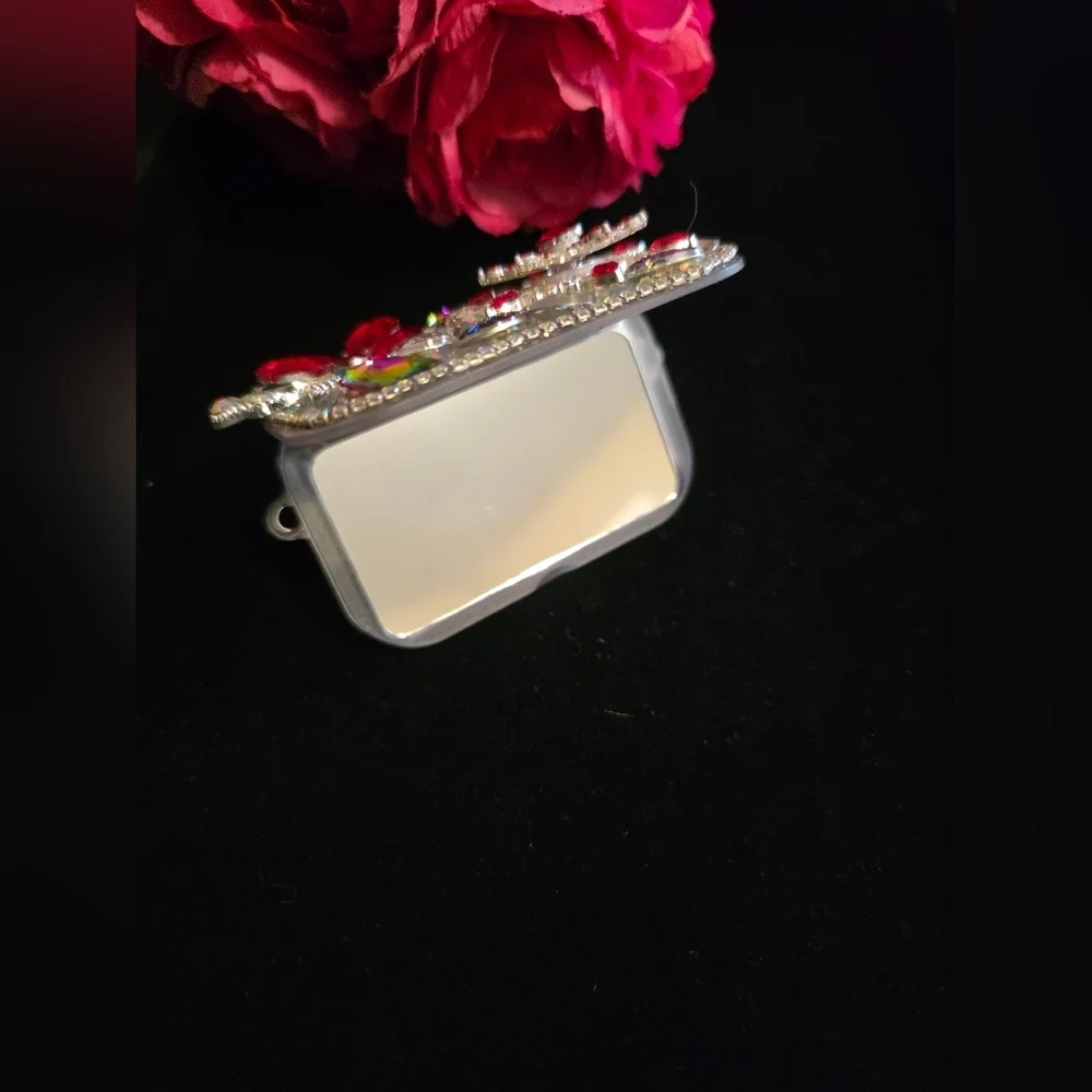 Rhinestone Butterfly Phone Clip with Hinged Mirror – Fits Most Phones